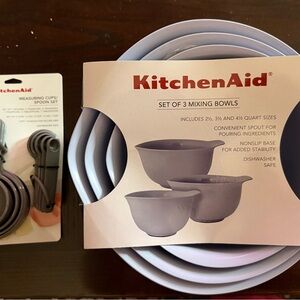 KitchenAid White Mixing Bowl Set with Measuring Spoons